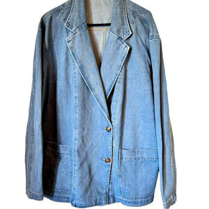 NWOT Women’s Jeans Jacket V Neck Notched Collar Button Front Pockets